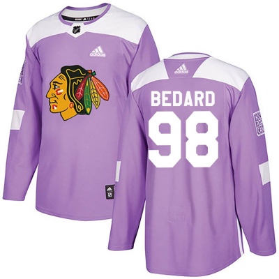 Youth Connor Bedard Chicago Blackhawks Adidas Fights Cancer Practice Jersey - Authentic Purple