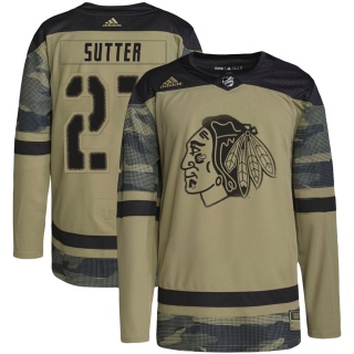 Youth Darryl Sutter Chicago Blackhawks Adidas Camo Military Appreciation Practice Jersey - Authentic Black