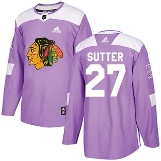 Youth Darryl Sutter Chicago Blackhawks Adidas Fights Cancer Practice Jersey - Authentic Purple
