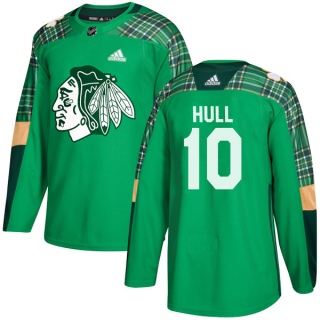 Youth Dennis Hull Chicago Blackhawks Adidas St. Patrick's Day Practice Jersey - Authentic Green