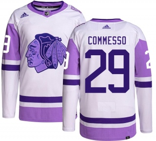 Youth Drew Commesso Chicago Blackhawks Adidas Hockey Fights Cancer Jersey - Authentic Black