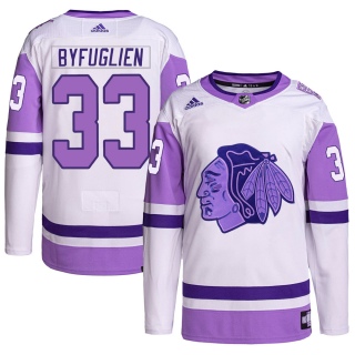 Youth Dustin Byfuglien Chicago Blackhawks Adidas Hockey Fights Cancer Primegreen Jersey - Authentic White/Purple