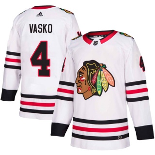 Youth Elmer Vasko Chicago Blackhawks Adidas Away Jersey - Authentic White