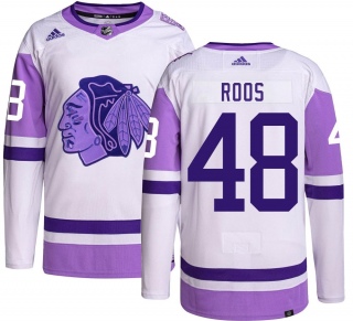 Youth Filip Roos Chicago Blackhawks Adidas Hockey Fights Cancer Jersey - Authentic Black