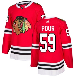 Youth Jakub Pour Chicago Blackhawks Adidas Red Home Jersey - Authentic Black