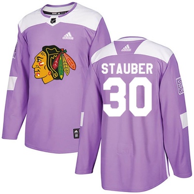 Youth Jaxson Stauber Chicago Blackhawks Adidas Fights Cancer Practice Jersey - Authentic Purple