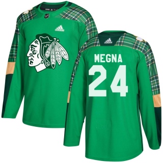 Youth Jaycob Megna Chicago Blackhawks Adidas St. Patrick's Day Practice Jersey - Authentic Green
