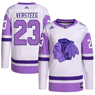 Youth Kris Versteeg Chicago Blackhawks Adidas Hockey Fights Cancer Primegreen Jersey - Authentic White/Purple