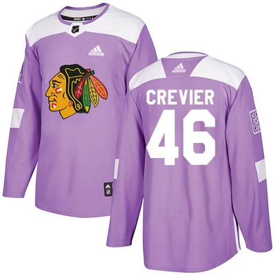 Youth Louis Crevier Chicago Blackhawks Adidas Fights Cancer Practice Jersey - Authentic Purple