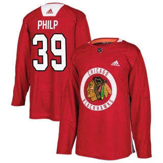 Youth Luke Philp Chicago Blackhawks Adidas Red Home Practice Jersey - Authentic Black