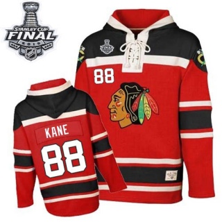 Youth Patrick Kane Chicago Blackhawks Old Time Hockey Red Sawyer Hooded Sweatshirt 2015 Stanley Cup Patch - Authentic Black