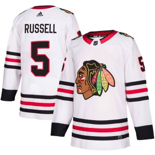 Youth Phil Russell Chicago Blackhawks Adidas Away Jersey - Authentic White