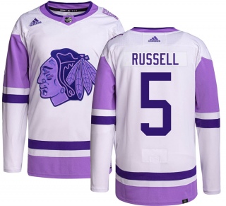 Youth Phil Russell Chicago Blackhawks Adidas Hockey Fights Cancer Jersey - Authentic Black