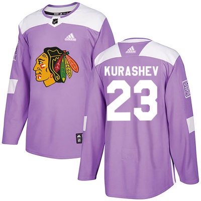 Youth Philipp Kurashev Chicago Blackhawks Adidas Fights Cancer Practice Jersey - Authentic Purple