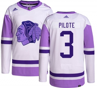 Youth Pierre Pilote Chicago Blackhawks Adidas Hockey Fights Cancer Jersey - Authentic Black