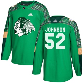Youth Reese Johnson Chicago Blackhawks Adidas St. Patrick's Day Practice Jersey - Authentic Green