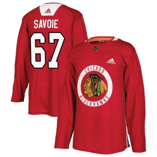 Youth Samuel Savoie Chicago Blackhawks Adidas Red Home Practice Jersey - Authentic Black