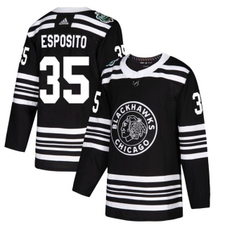 Youth Tony Esposito Chicago Blackhawks Adidas 2019 Winter Classic Jersey - Authentic Black