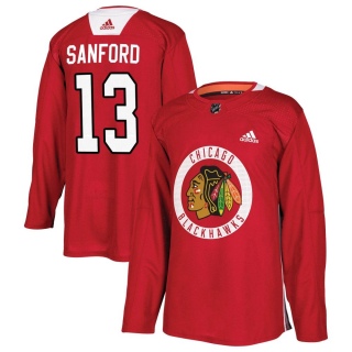 Youth Zach Sanford Chicago Blackhawks Adidas Red Home Practice Jersey - Authentic Black